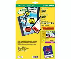 Avery Zweckform L6004 - Permanent häftning - neongul - 63.5 x 29.6 mm 675 etikett (er) (25 ark x 27) etiketter