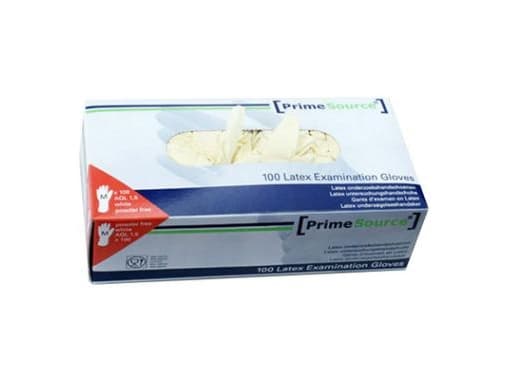 Engångshandske Prime Source storlek M utan pulver Latex AQL 1,5 vit m/100 st - (kartong med 10 förpackningar)
