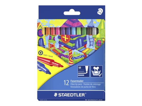 Staedtler Noris colour 185, Musta, Sininen, Ruskea, Vihreä, Vaaleansininen, Vaaleanvihreä, Magenta, Oranssi, Persikka,..., 12 kpl
