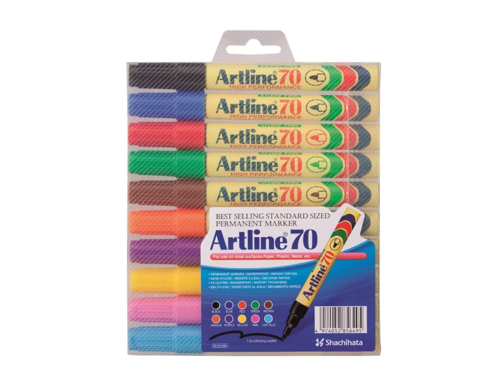 Marker Artline 70 permanent ass. farver (10 stk.)
