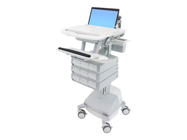 Ergotron StyleView, Multimediakärry, Alumiini, Harmaa, Valkoinen, Alumiini, Muovi, Sinkittyä terästä, Kannettava tietokone, 9,1 kg, 43,9 cm (17.3")