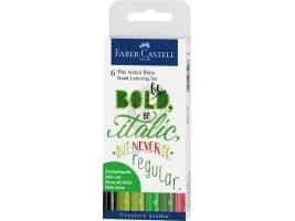 Faber-Castell PITT Artist Pen Handlettering - Børstepenn- og finlinjersett - permanent - assorterte farger - tusj (en pakke 6)