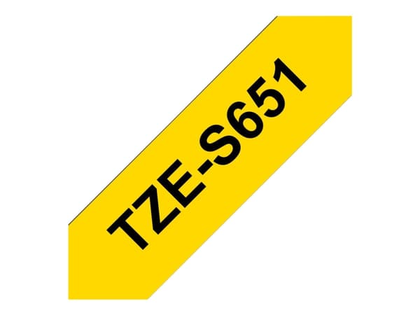 Brother TZeS651 - svart på gul 24 mm x 8 m - extra starkt självhäftande