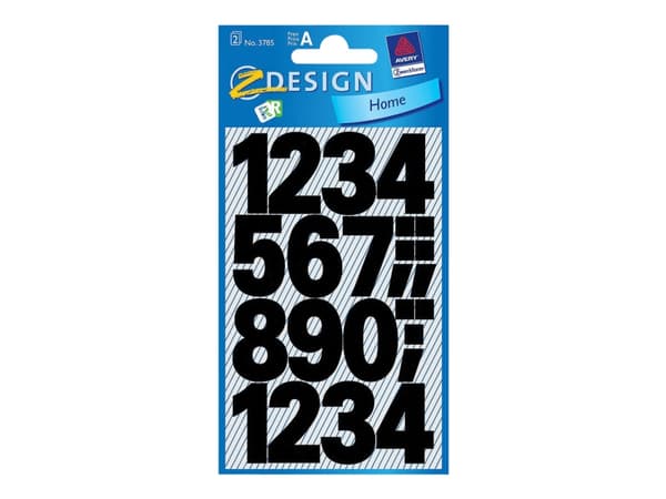 Avery Z-Design - Selvklebende etikett - fortrykt: 0-9 - svart (en pakke 28)