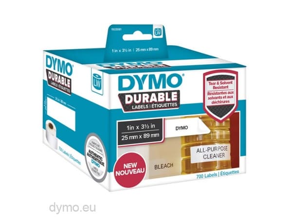 DYMO LabelWriter - Polypropylen (PP) - sterkt adhesiv - 89 x 25 mm 700 etikett(er) (2 rull(er) x 350) merkelapper - for DYMO LabelWriter 310, 315, 32