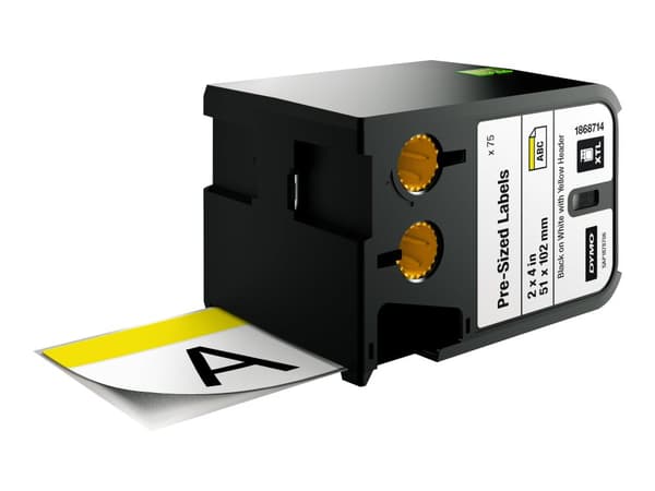 DYMO XTL Pre-Sized Safety - Vinyl - svart på gult og hvitt - 51 x 102 mm 70 etikett(er) (1 rull(er) x 70) merkelapper - for XTL 500