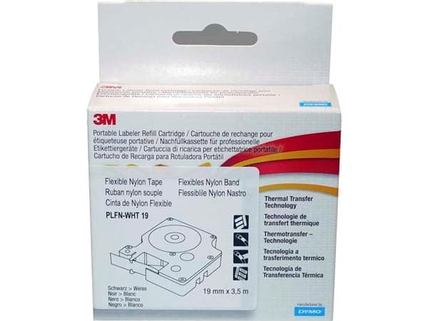 DYMO RhinoPRO - Nylon - hvid - Rulla (1,9 cm x 3,5 m) 1 kassette(r) fleksibel teippi - DYMO ILP219; Rhino 4200, 6000, 6000 kovakotelosarja; RhinoPRO
