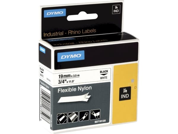 DYMO RhinoPRO - Nylon - hvid - Rulla (1,9 cm x 3,5 m) 1 kassette(r) fleksibel teippi - DYMO ILP219; Rhino 4200, 6000, 6000 kovakotelosarja; RhinoPRO