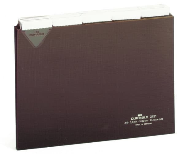 Durable 315111, Tyhjä välilehtihakemisto, PVC-muovi, Ruskea, Vaakataso, A5, 0.3 mm