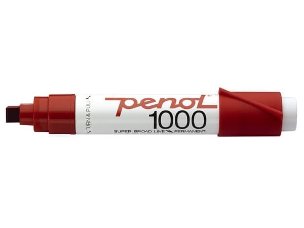 Penol 1000 - Markør - permanent - for glass, metall, plast - rød - hydrokarbonbasert blekk - 3-16 mm - ekstra bred