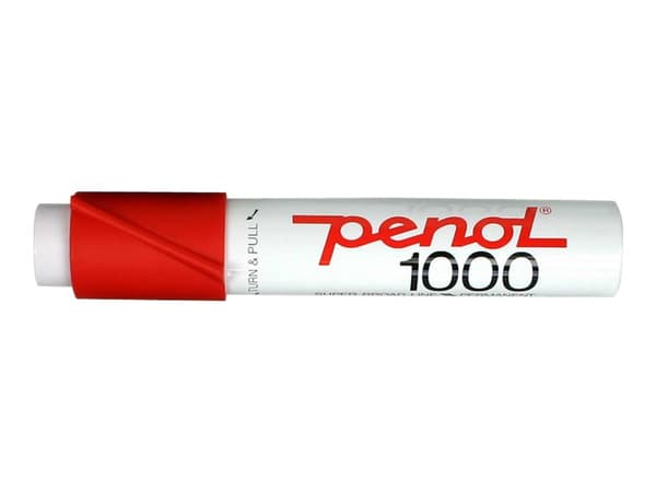 Penol 1000 - Markør - permanent - for glass, metall, plast - rød - hydrokarbonbasert blekk - 3-16 mm - ekstra bred