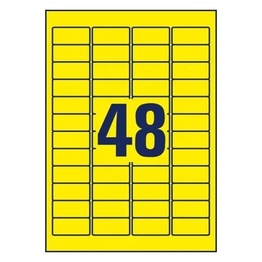 Avery L6041 - Gul - 21.2 x 45.7 mm 960 stk (20 ark x 48) merkelapper