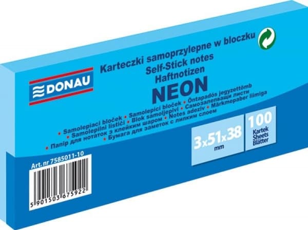 Donau SELF-ADHESIVE BLOCK, DONAU, 38X51MM, 100K, NEON BLUE, 3PCS - purchases for companies - 7585011-10