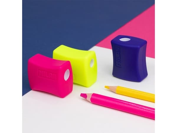 Milan 20152918, Manuell blyantspisser, Flerfarget, Plast, Stål, Kull stål, Boks, 18 stykker