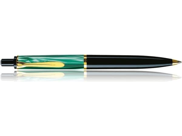 Pelikan K200, Svart, Guld, Grön, Inbyggt påfyllningssystem, Harts, Kursiv spets, Rostfritt stål, Ambidextrous