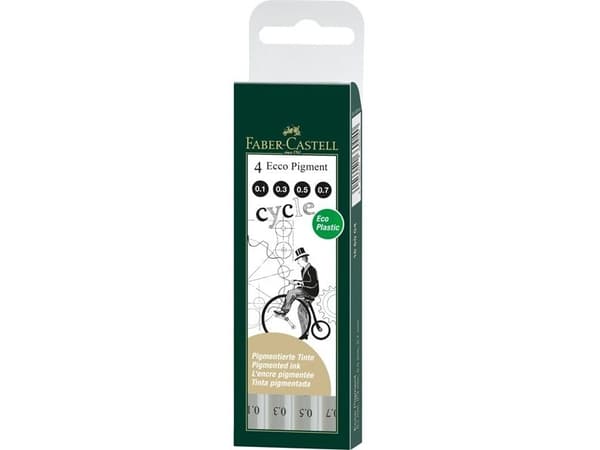 Faber-Castell 166004, Harmaa, Pyöreä, Väriainepohjainen muste, Metalli, 4 kpl