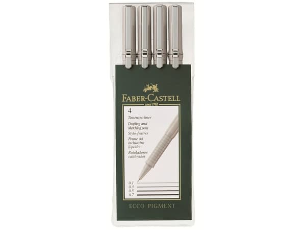 Faber-Castell 166004, Harmaa, Pyöreä, Väriainepohjainen muste, Metalli, 4 kpl
