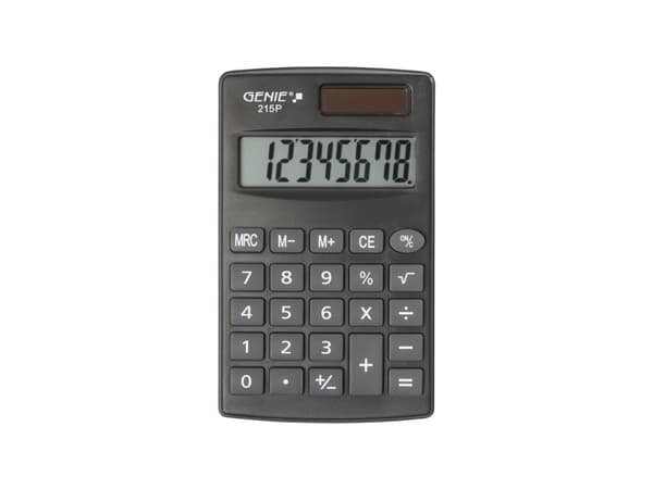 GENIE 215 P - Fickkalkylator - 8 siffror - batteri Grå