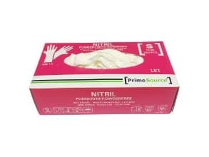 Kertakäyttökäsine Prime Source LET koko S ilman pulveria Nitriili AQL 1,5 Valkoinen,10 kpl x 200 kpl/krt