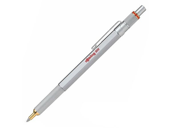 Rotring Druckkugelschreiber 800, Fastklämbar och indragbar penna, Silver, Svart, Metall, Medium, 1 styck