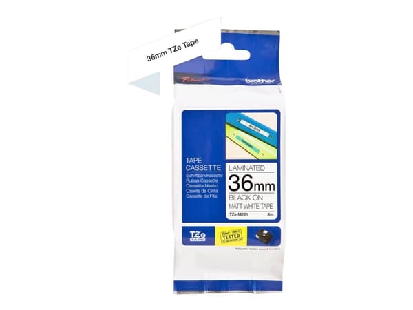 Brother TZe-M261 - Matt - selv-adhesiv - svart på matthvitt - Rull (3,6 cm x 8 m) 1 kassett(er) laminert teip - for Brother PT-P950; P-Touch PT-3600,