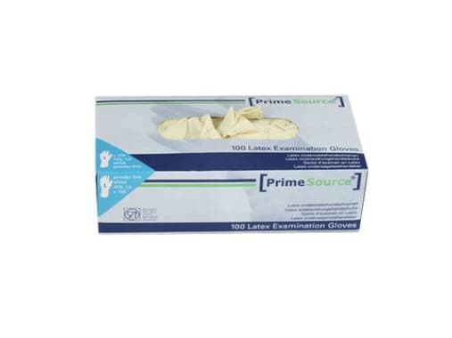 Engangshandske Prime Source str. L uden pudder Latex AQL 1.5 hvid m/100 stk. - (karton á 10 pakker)