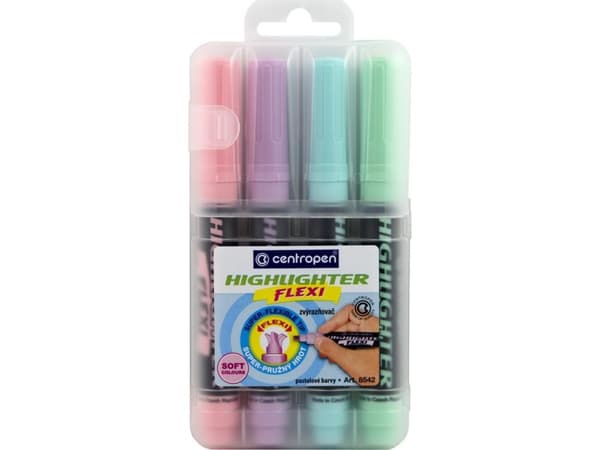 Centropen Centropen, highlighters 8542, farge, 4 stk, 1-5 mm, med super fleksibel spiss, pris for 1 stk