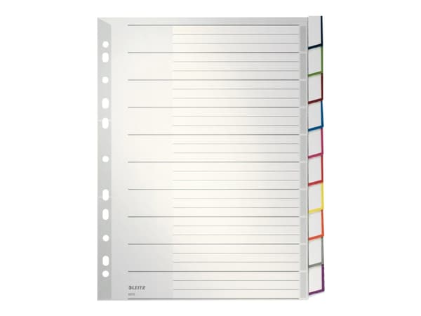 Leitz - Inndeler - 10 deler - fortrykt: A-Z, 1-10 - for A4 Extra (235 × 322 mm) - med fliker - grå