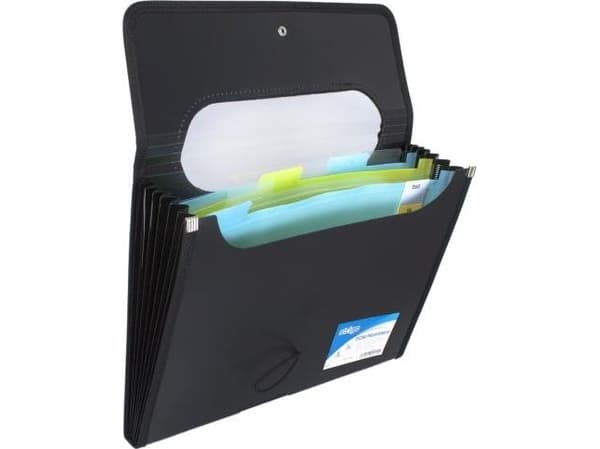 Strigo A4 mappe med 6 V-fildelere, sort