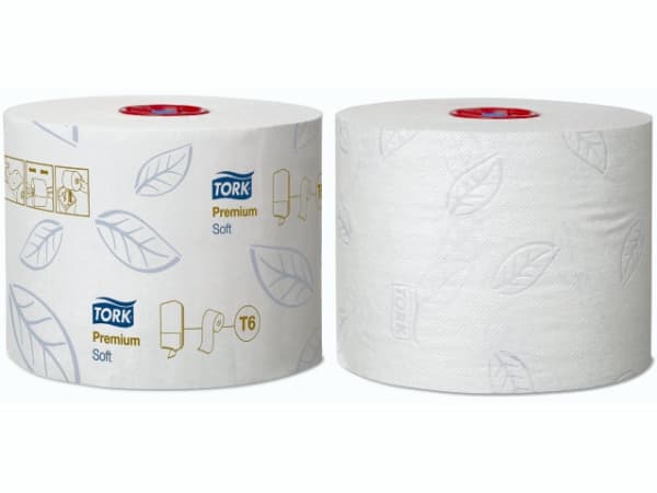 Toiletpapir Tork Soft Mid-Size T6 Premium 2-lag hvid 90m - (27 ruller pr. karton)