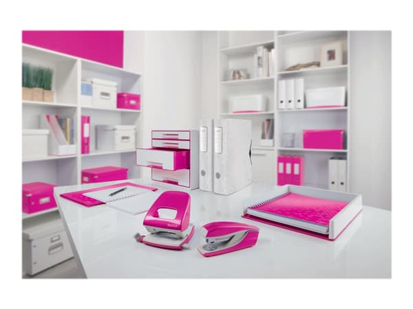 Leitz WOW NeXXt 5008 - Rei'ityslävistys - 30 arkkia / 3 mm - metalli - vaaleanpunainen metalliväri