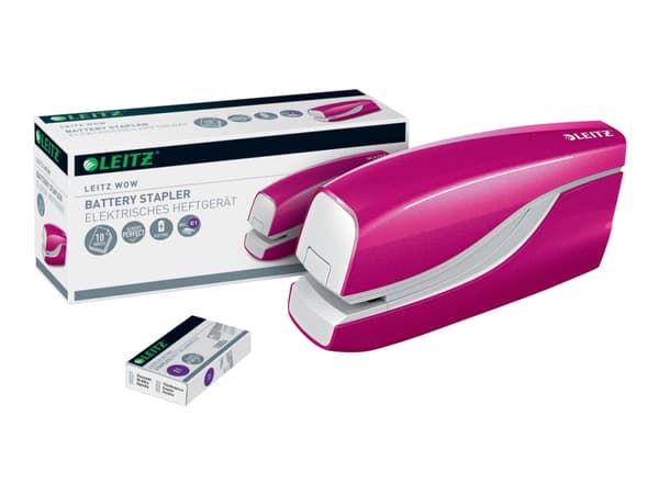 Leitz WOW NeXXt - Elektrisk häftapparat - 10 ark / 1 mm - No.10 - rosa metallic