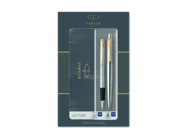 Parker 2093257, Svart, Krom, Guld, 2 styck, Kulspetspenna + reservoarpenna
