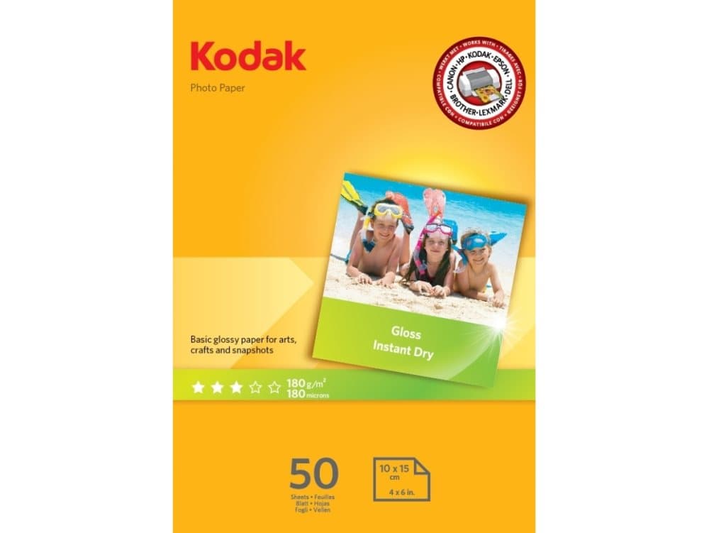 Kodak - Blank - 215 mikron - gul - 100 x 150 mm - 180 g/m² - 50 ark fotopapper