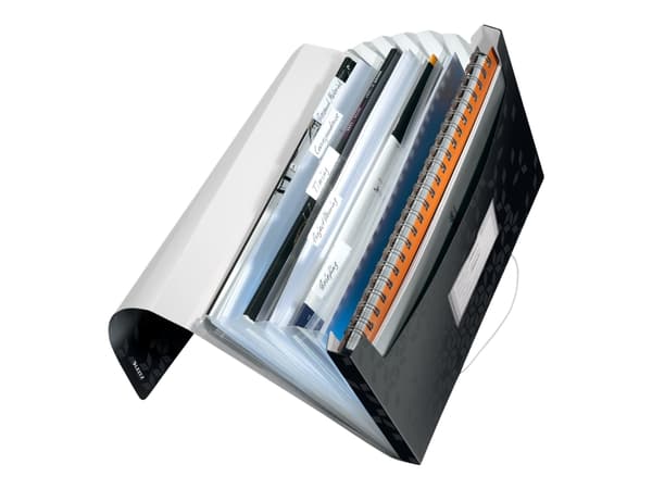 Leitz WOW - Dokumentmappe - kan utvides - 6 rom - 6 deler - for A4 (210 x 297 mm) - kapasitet: 250 ark - med fliker - svart