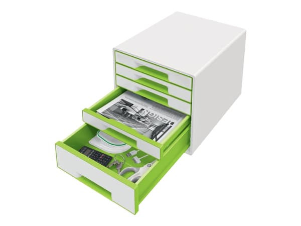 Skrivbord Cube Leitz WOW 5-lådor vit/grön