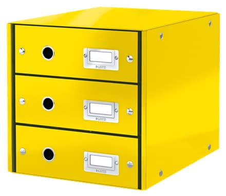 Leitz Click & Store WOW, Pahvi, Polypropeeni (PP), Keltainen, 3 laatikko(a), Esite, Kirjekuori, 286 x 282 x 358 mm, 2,21 kg