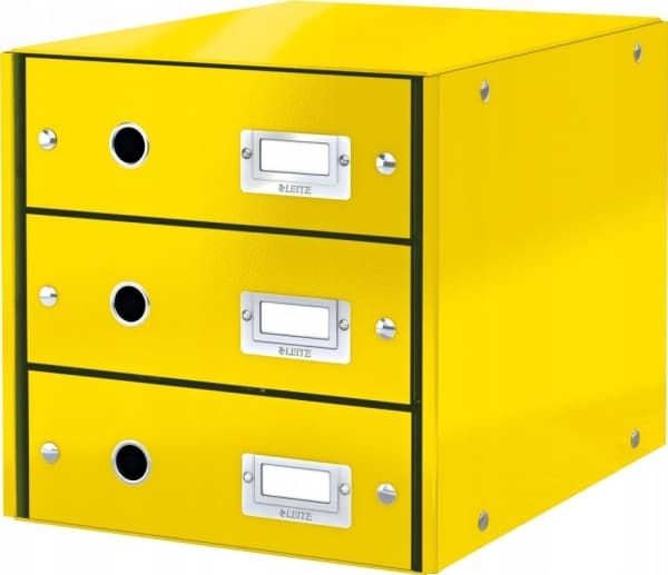 Leitz Click & Store WOW, Pahvi, Polypropeeni (PP), Keltainen, 3 laatikko(a), Esite, Kirjekuori, 286 x 282 x 358 mm, 2,21 kg