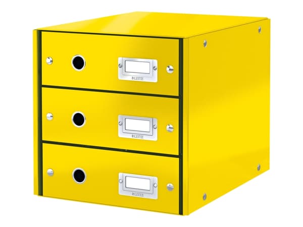 Leitz Click & Store WOW, Pahvi, Polypropeeni (PP), Keltainen, 3 laatikko(a), Esite, Kirjekuori, 286 x 282 x 358 mm, 2,21 kg