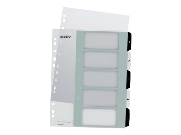 Leitz WOW Extra Wide - Inndeler - 5 deler - fortrykt: 1-5 - for A4 (210 x 297 mm) - svart, hvit