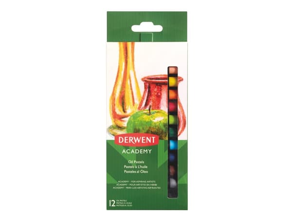 Derwent Academy oljepastellkritor med 12 olika färger - (6 st.)