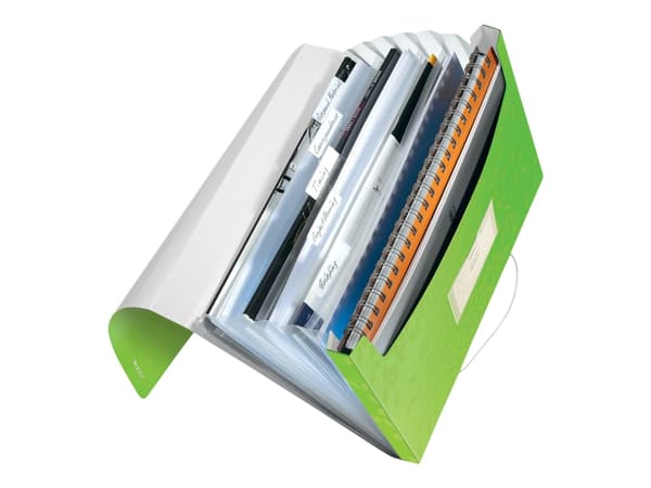 Leitz WOW - Dokumentmappe - kan utvides - 6 rom - 6 deler - for A4 (210 x 297 mm) - kapasitet: 250 ark - med fliker - grønn