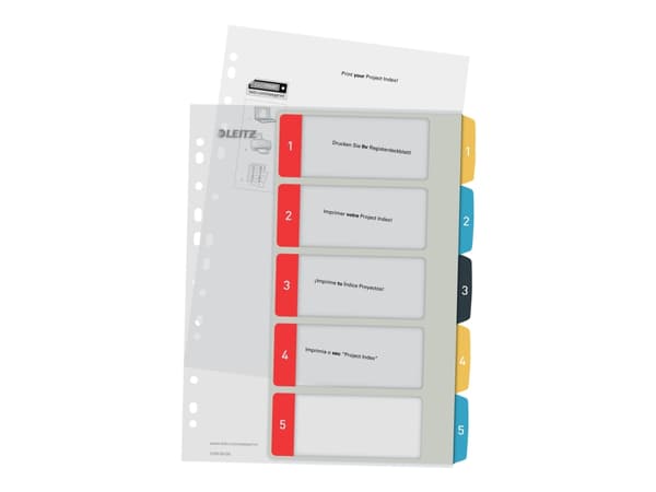 Leitz Cosy 1-5 Printable Index - Polypropylen (PP) - 300 mikroner - 1 ark indekskort