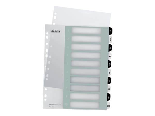 Leitz WOW Extra Wide - Inndeler - 10 deler - fortrykt: 1-10 - for A4 (210 x 297 mm) - svart, hvit
