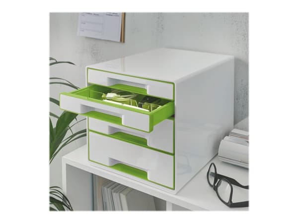 Skrivbord Cube Leitz WOW 4-lådor vit/grön