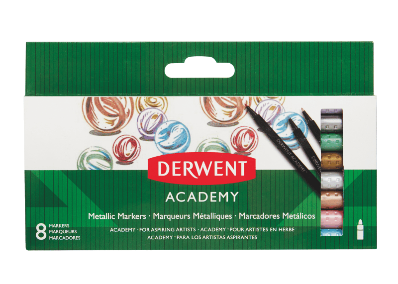 Derwent Academy marker metallic med 8 stk. ass. farver - (8 stk.)