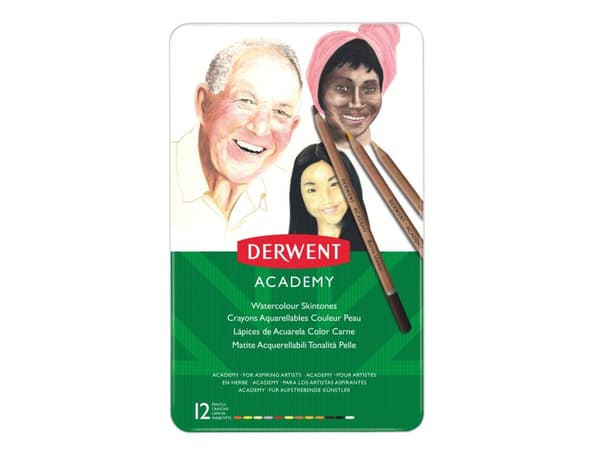 Derwent Academy akvarell hudfärg med 12 st. ass. färger - (6 st.)