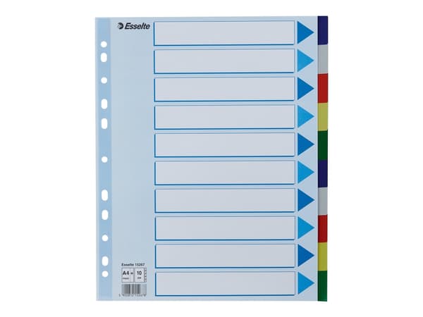 Esselte - Inndeler - 10 deler - for A4 Maxi - med fliker - multifarge - for P/N: 48083, 48086, 48087