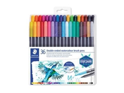 STAEDTLER Marsgraphic Duo - Twin-tip brush pen - assorted water colors - 1-6 mm / 0.8 mm fin (en pakke 36)