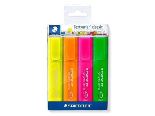 STAEDTLER Textsurfer classic 364 - Markeringspenn - assorterte farger - fargeblekk - 1-5 mm (en pakke 4)
